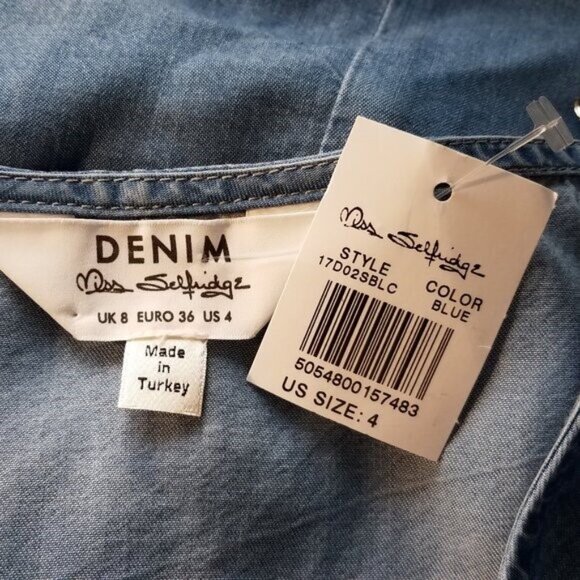 3 for $20 - NWT, MISS SELFRIDGE Chambray Blue Dress - 4 - Picture 4 of 4